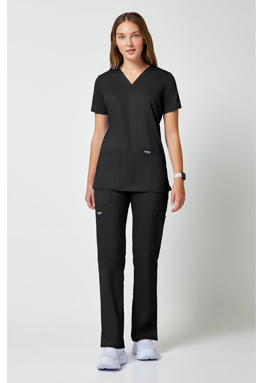 Cherokee WW620 black women's V-neck scrub top 1