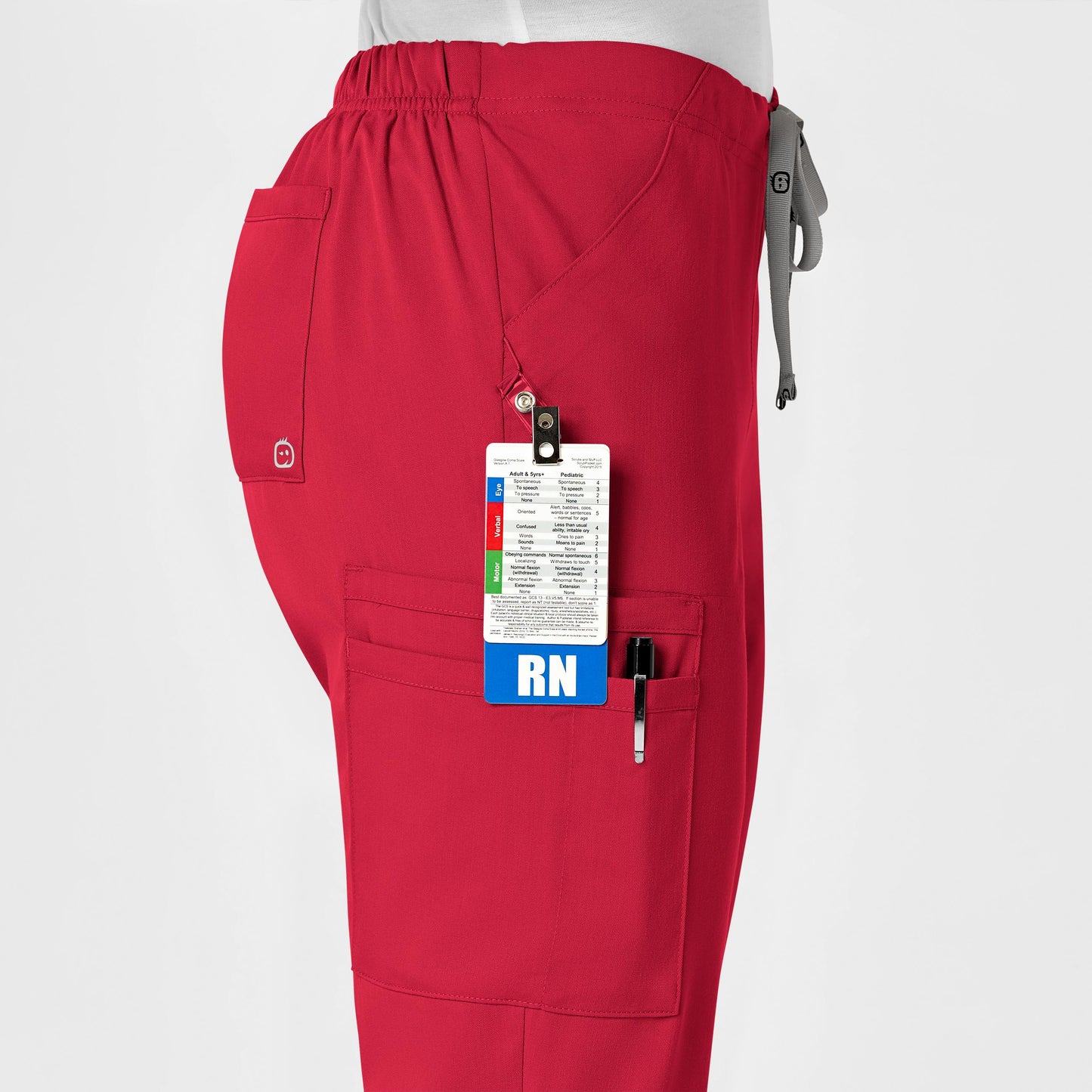 Wink PRO Women's Moderate Flare Leg Cargo Scrub Pants -Red- Regular