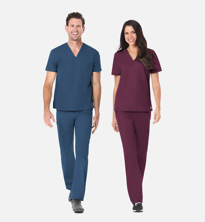 Maevn Unisex V-Neck Scrub Top – Red Panda