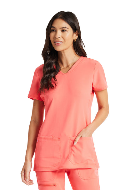 HeartSoul Break on Through Shaped V-Neck Top in Go Guava