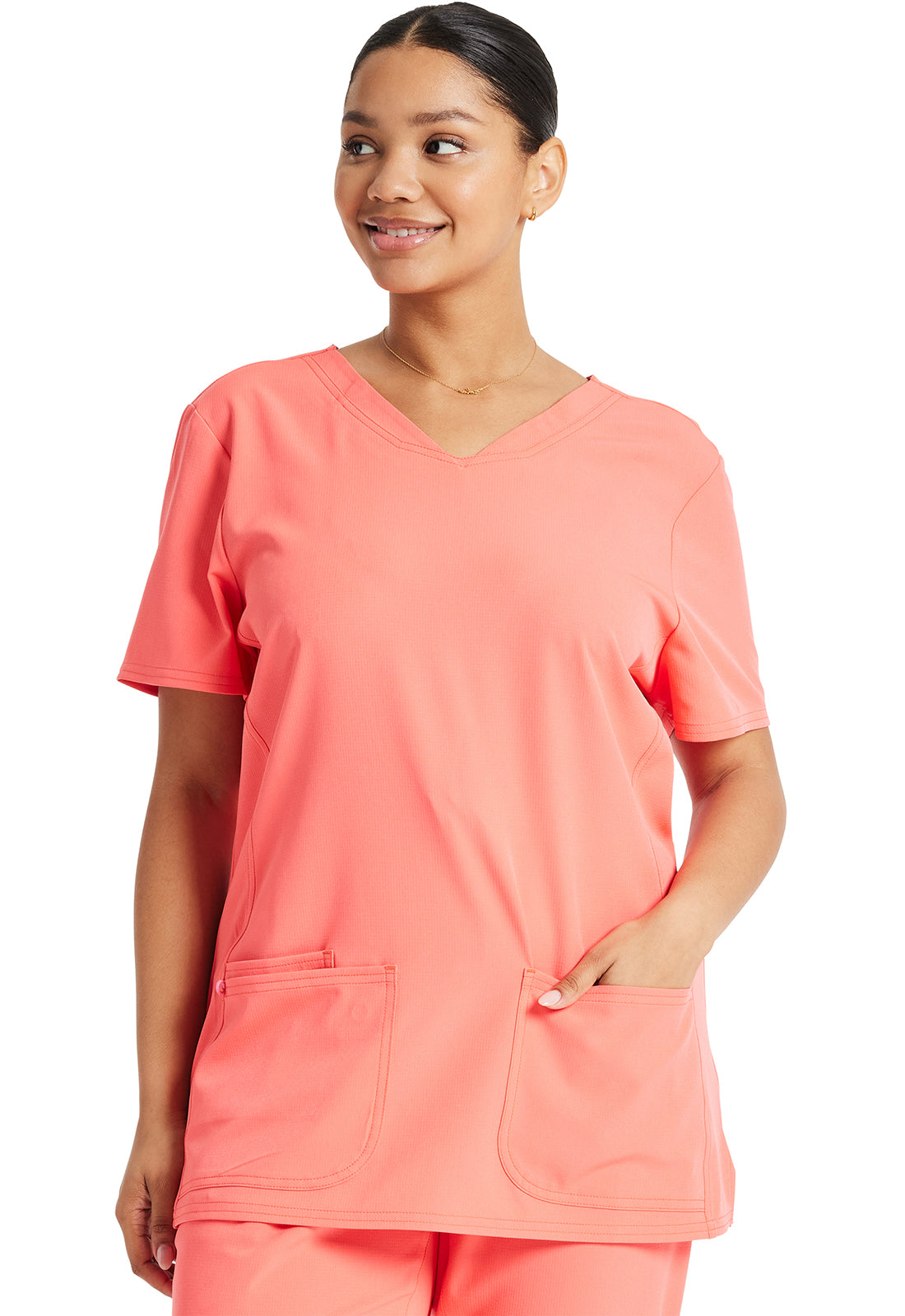 HeartSoul Break on Through Shaped V-Neck Top in Go Guava