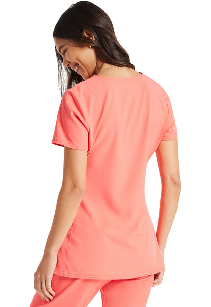 HeartSoul Break on Through Shaped V-Neck Top in Go Guava