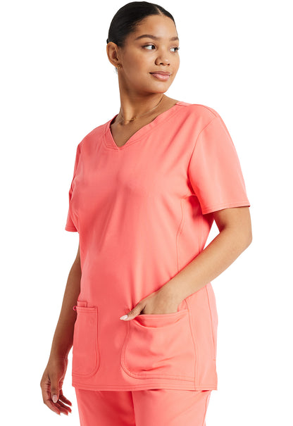 HeartSoul Break on Through Shaped V-Neck Top in Go Guava