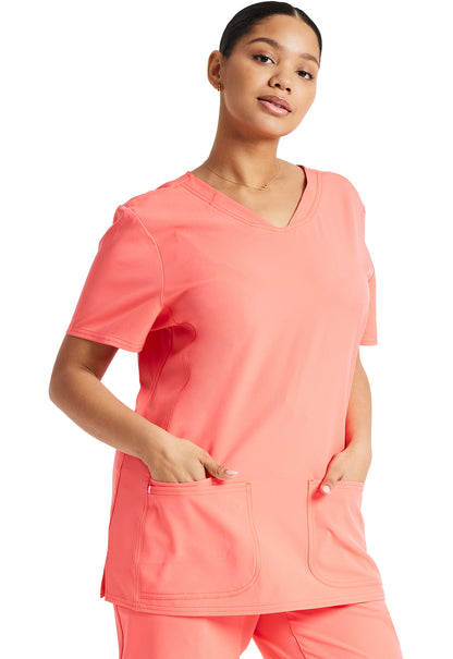 HeartSoul Break on Through Shaped V-Neck Top in Go Guava