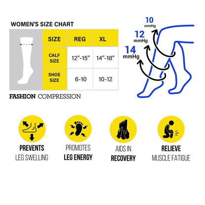 Fashion Compression  Flower Bursts Socks: 94809 XL
