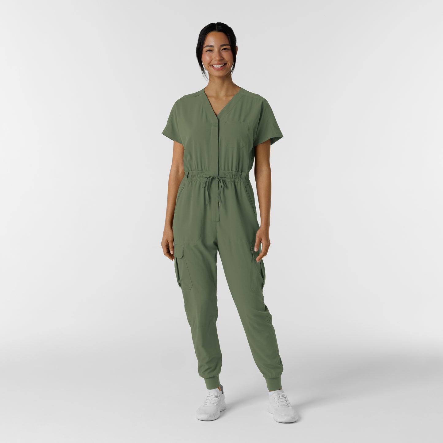 Wink RENEW Women's Cargo Jogger Scrub Jumpsuit - Olive