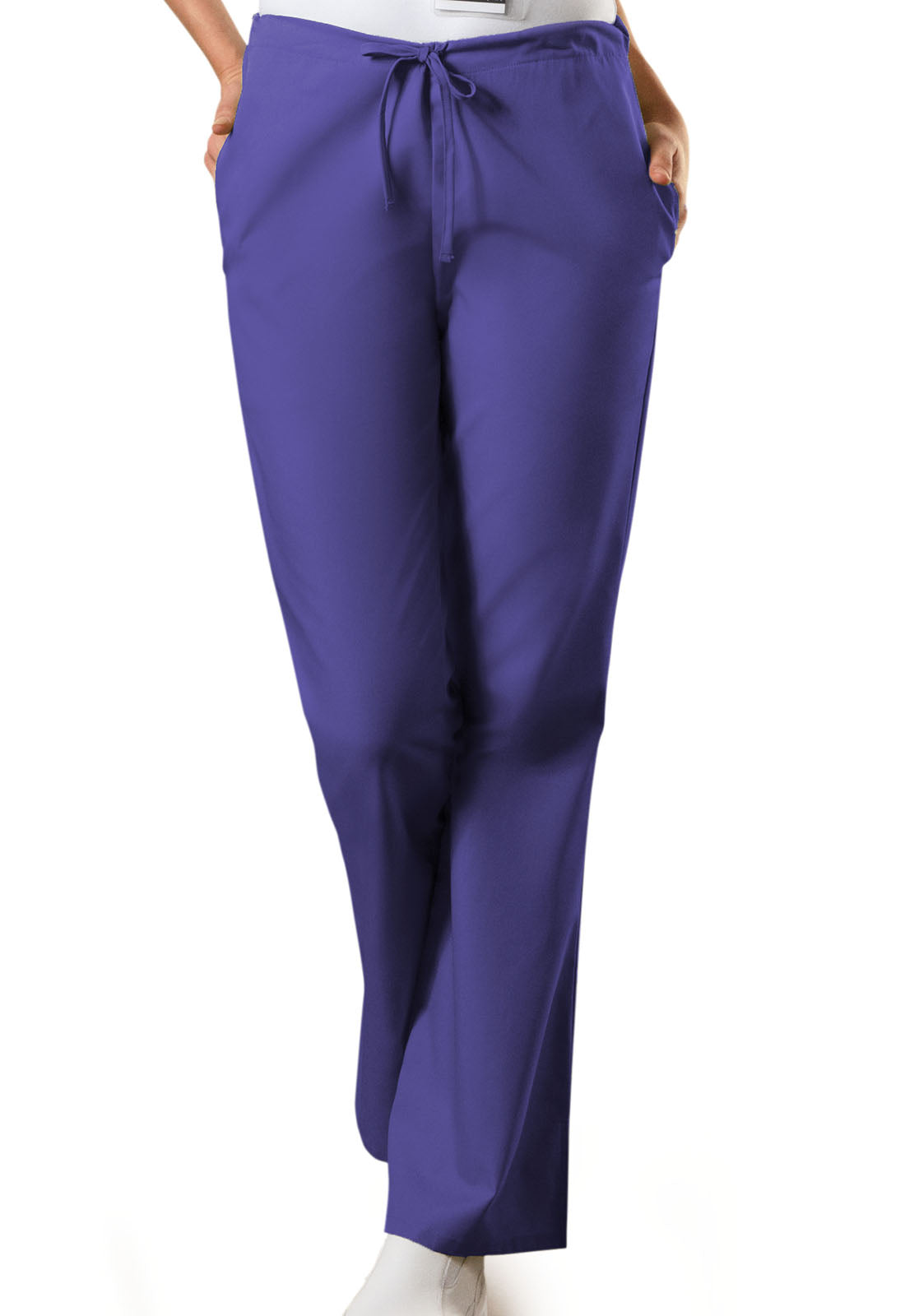 Cherokee Natural Rise Flare Leg Drawstring Pant in Grape WW Originals