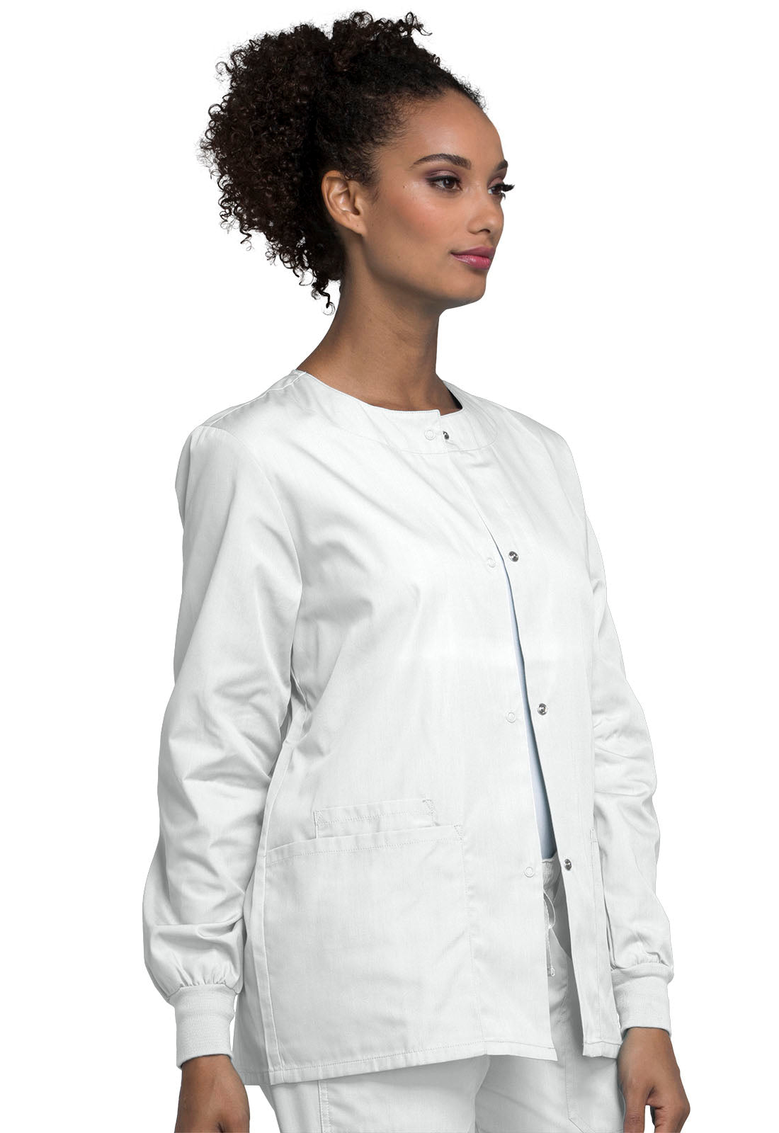 Cherokee Snap Front Warm-Up Jacket in White WW Originals