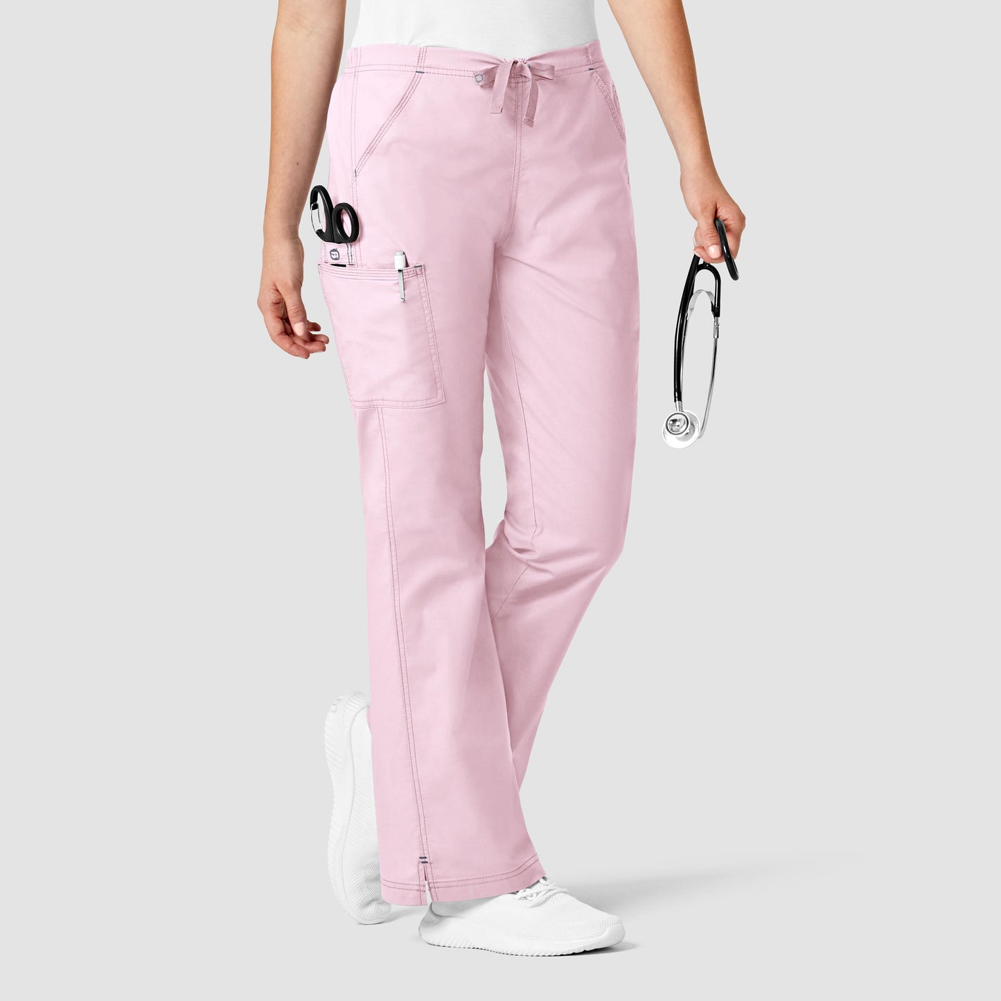 WonderFLEX Grace - Women's Flare Leg Cargo Scrub Pants-Rose Blush