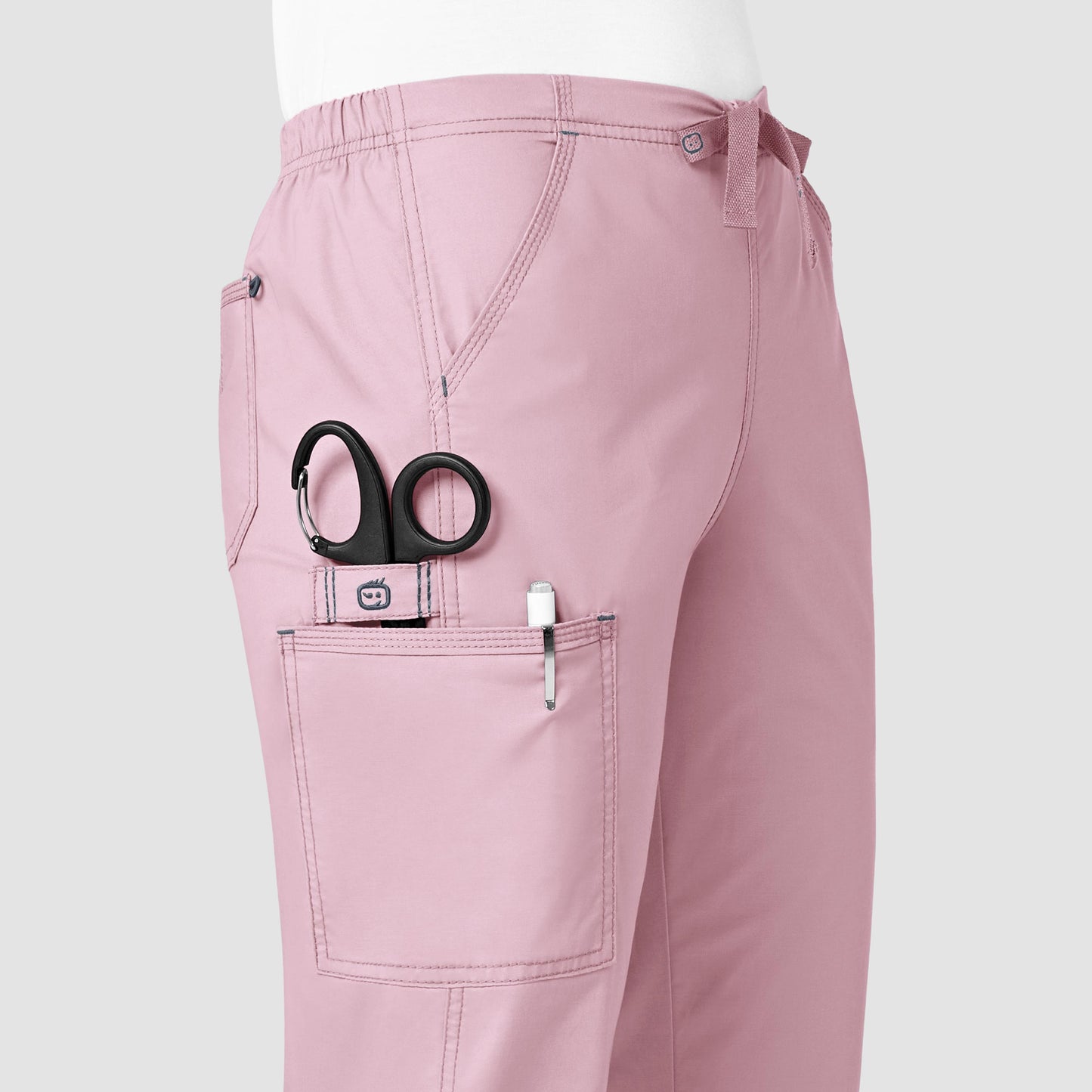 WonderFLEX Grace - Women's Flare Leg Cargo Scrub Pants-Rose Blush