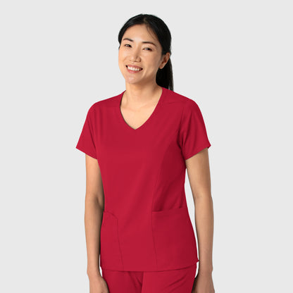 Wink Boundless Women's 2-Pocket V-Neck Scrub Top - Red, M