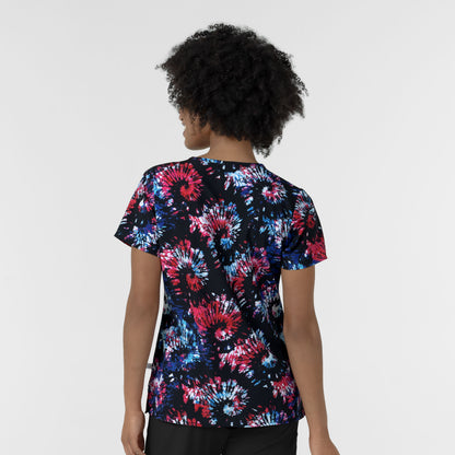 Wink Fashion Prints Women's V-Neck Border Print Scrub Top