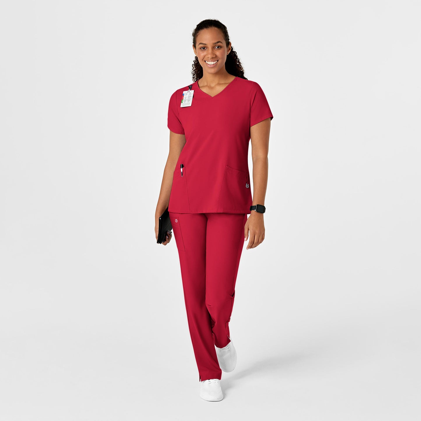 Wink-W123 Women's Y-Neck Wrap Scrub Top