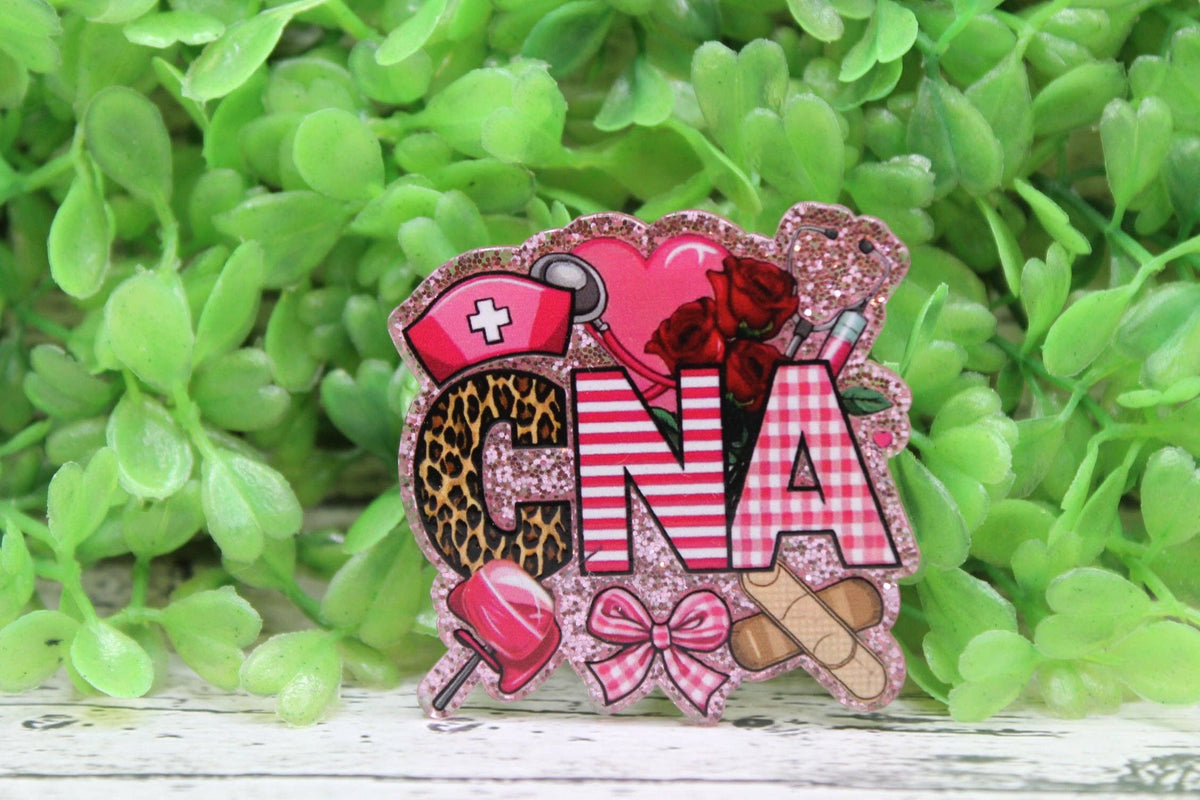 CNA Pink Bow & Heart Badge Reel