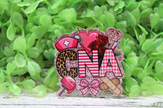 CNA Pink Bow & Heart Badge Reel