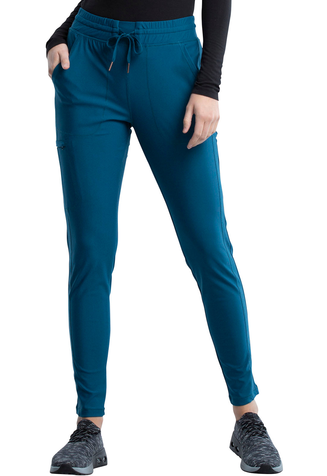 Cherokee Form Mid Rise Tapered Leg Drawstring Pant-Petite