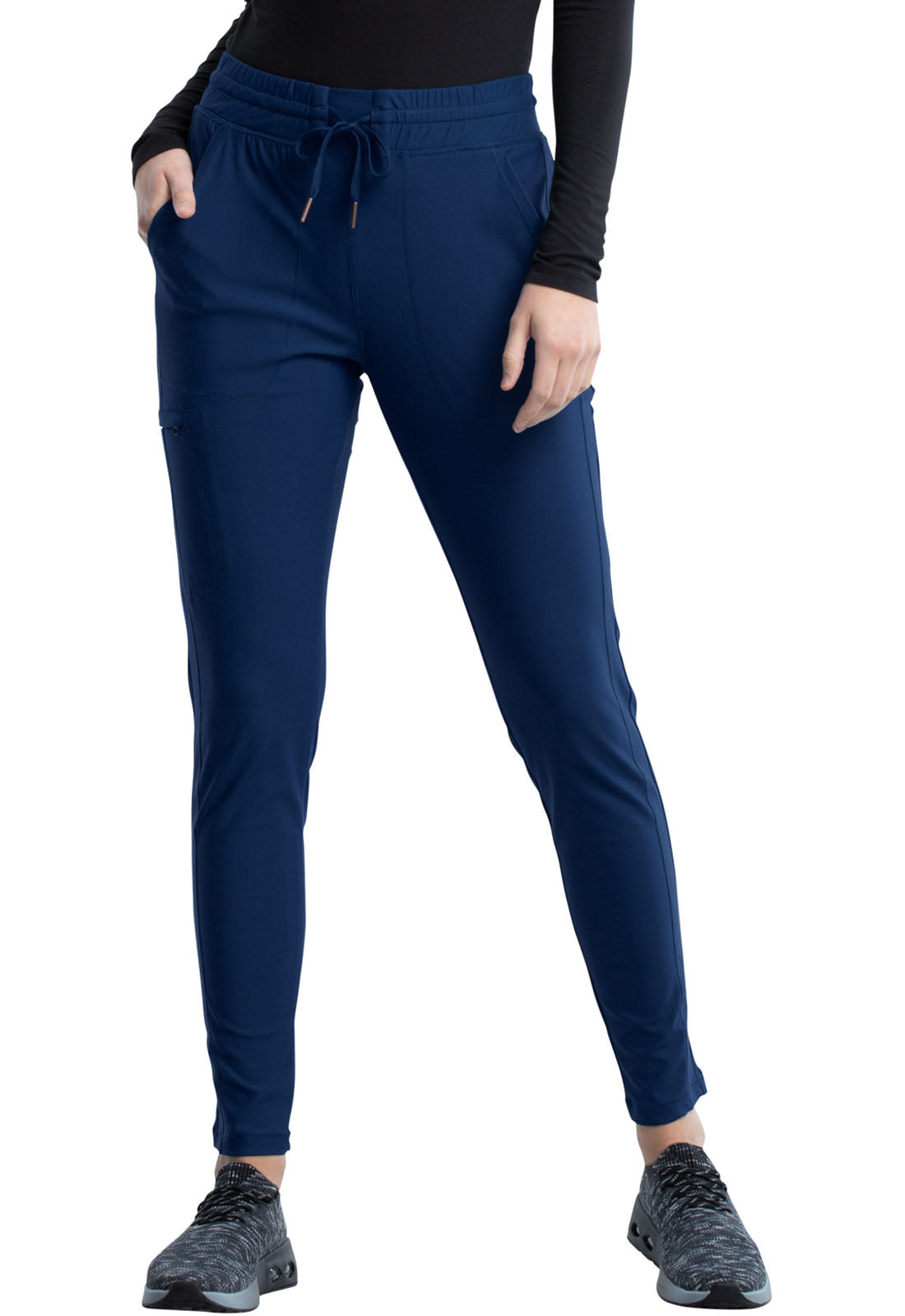 Cherokee Form Mid Rise Tapered Leg Drawstring Pant-Petite