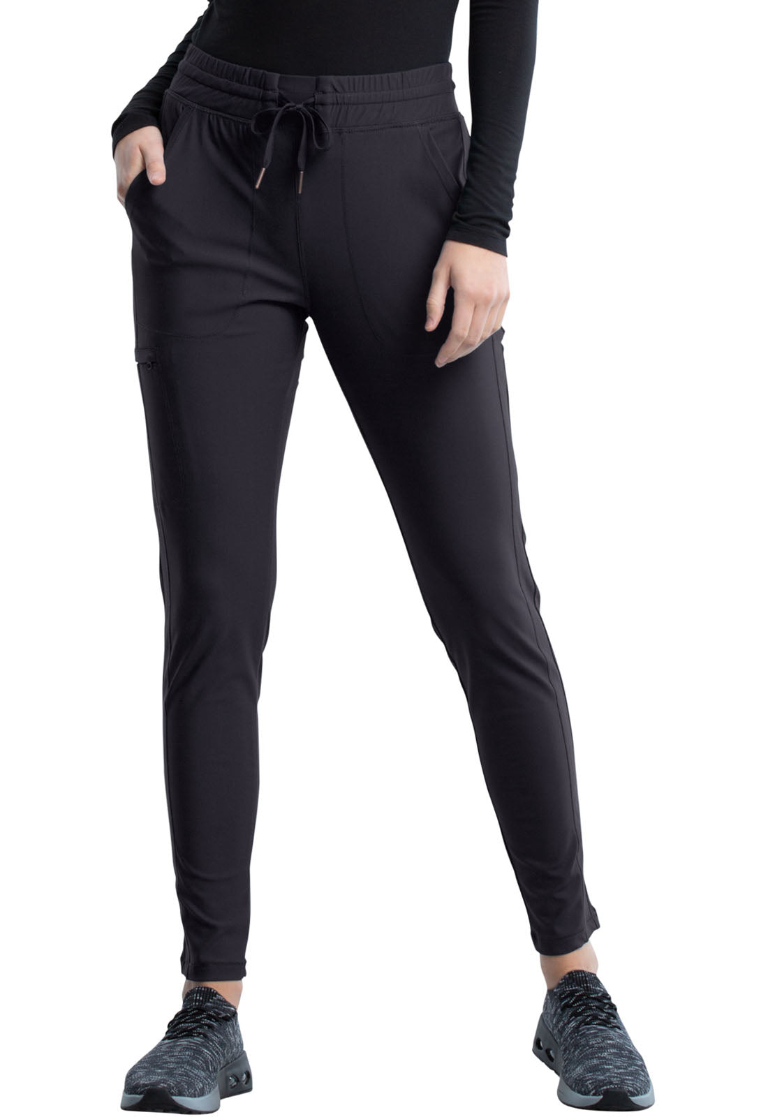 Cherokee Form Mid Rise Tapered Leg Drawstring Pant-Petite
