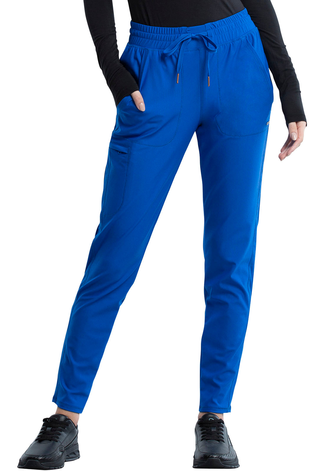 Cherokee Form Mid Rise Tapered Leg Drawstring Pant-Petite