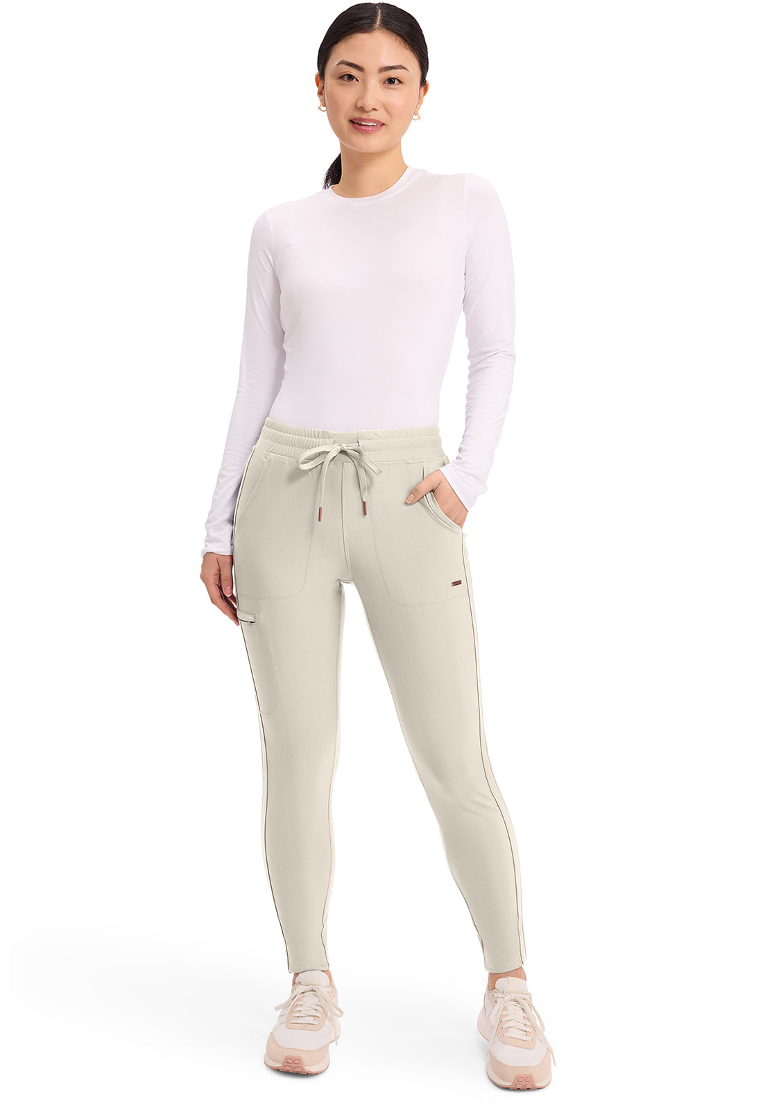Cherokee Form Mid Rise Tapered Leg Drawstring Pant-Petite