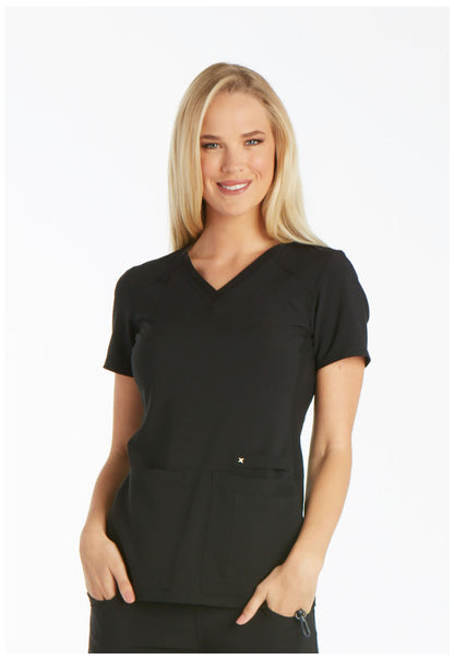 Cherokee iFlex V-Neck Top in Black