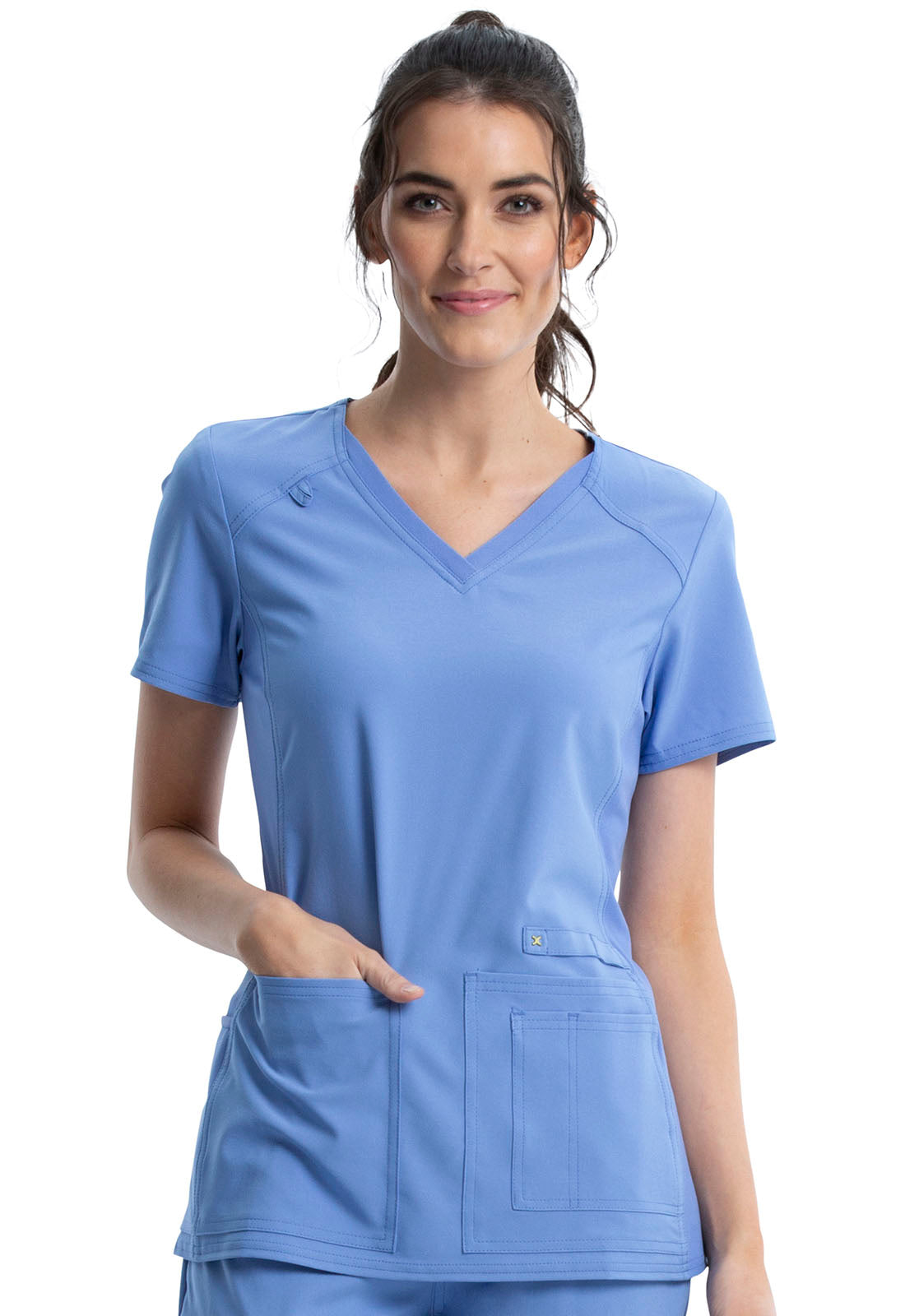 Cherokee iFlex V-Neck Top in Ciel