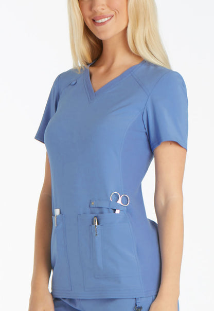 Cherokee iFlex V-Neck Top in Ciel