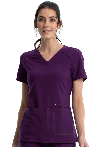 Cherokee iFlex V-Neck Top in Eggplant