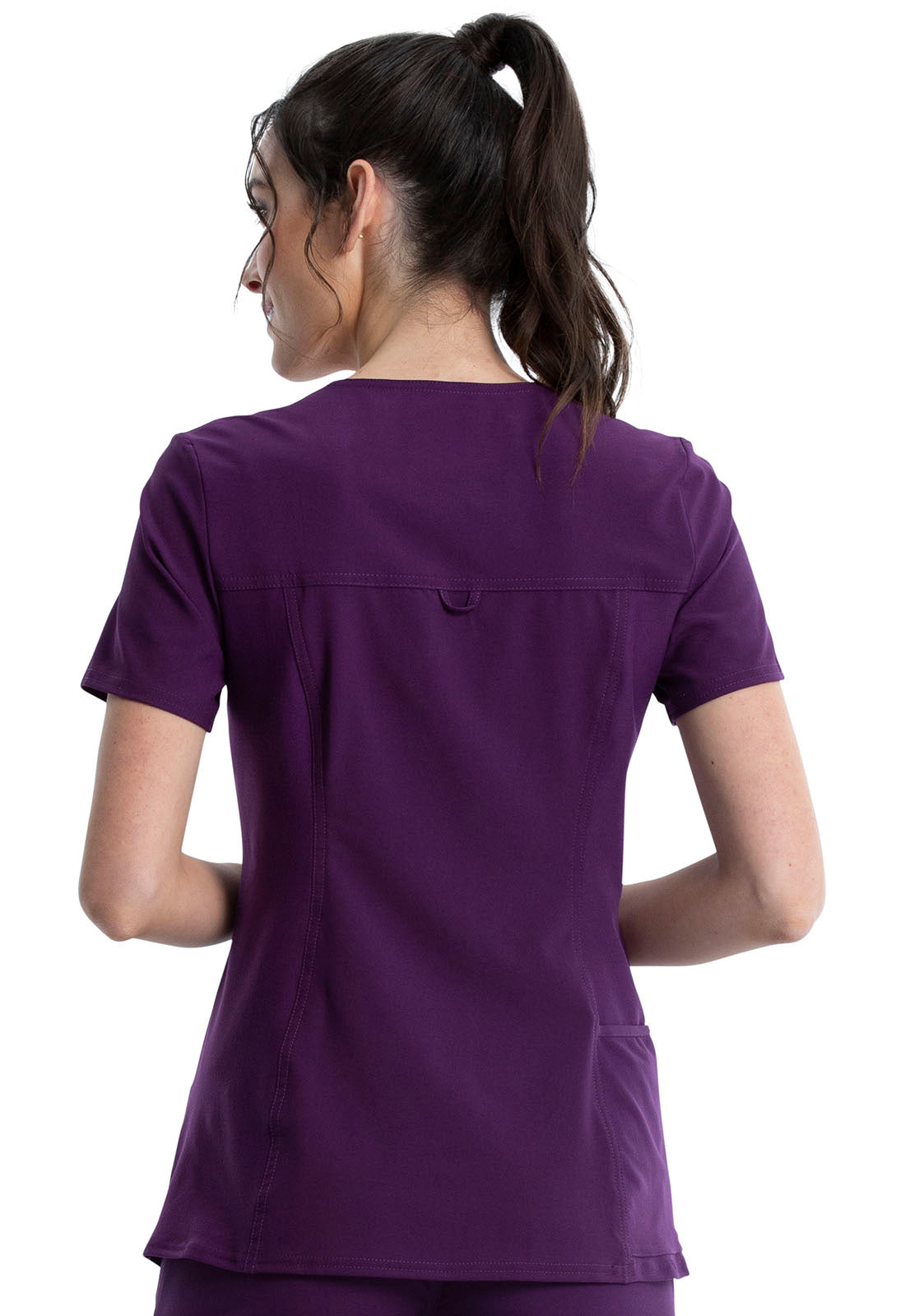 Cherokee iFlex V-Neck Top in Eggplant