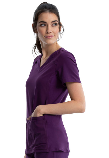 Cherokee iFlex V-Neck Top in Eggplant