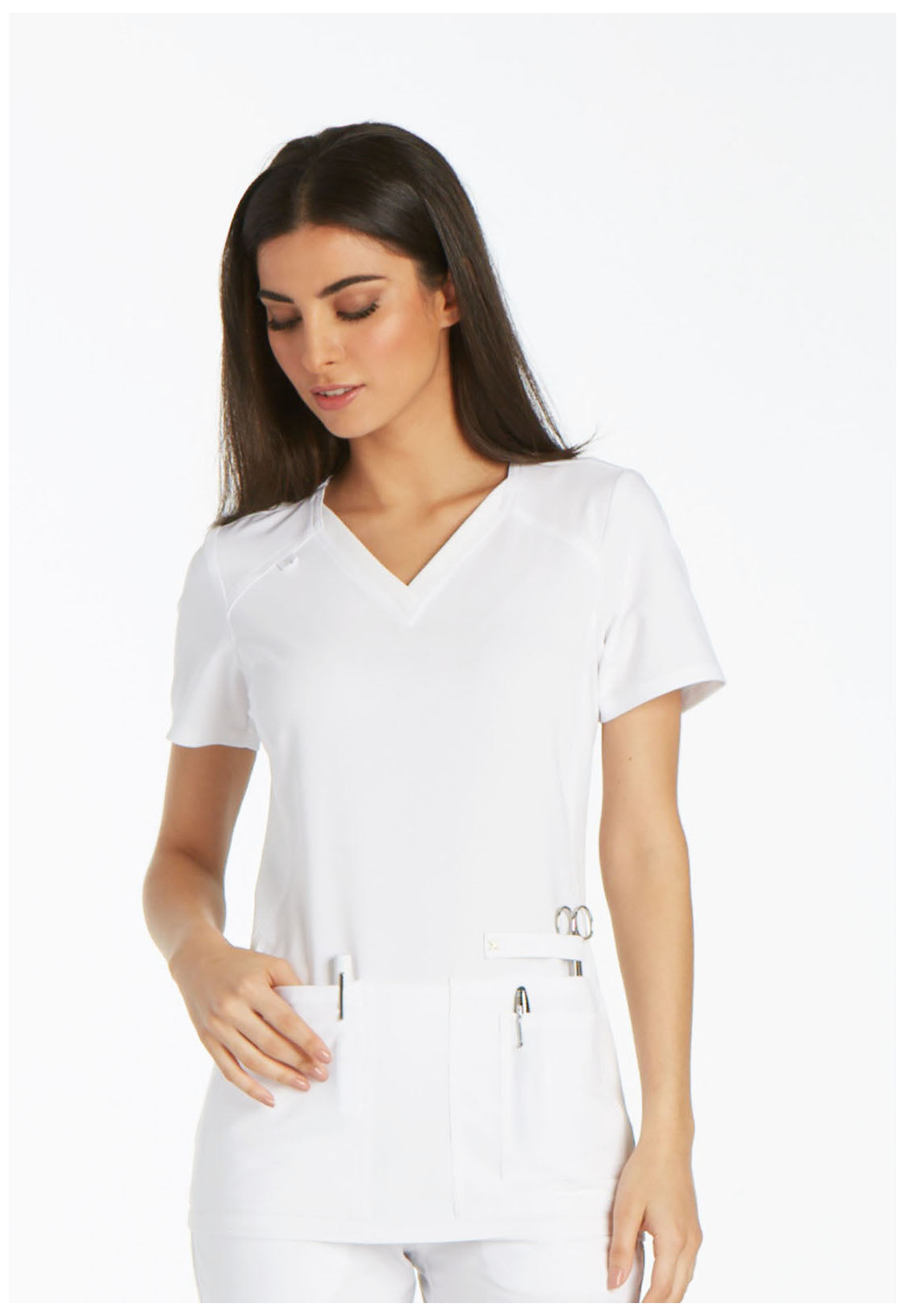 Cherokee iFlex V-Neck Top in White