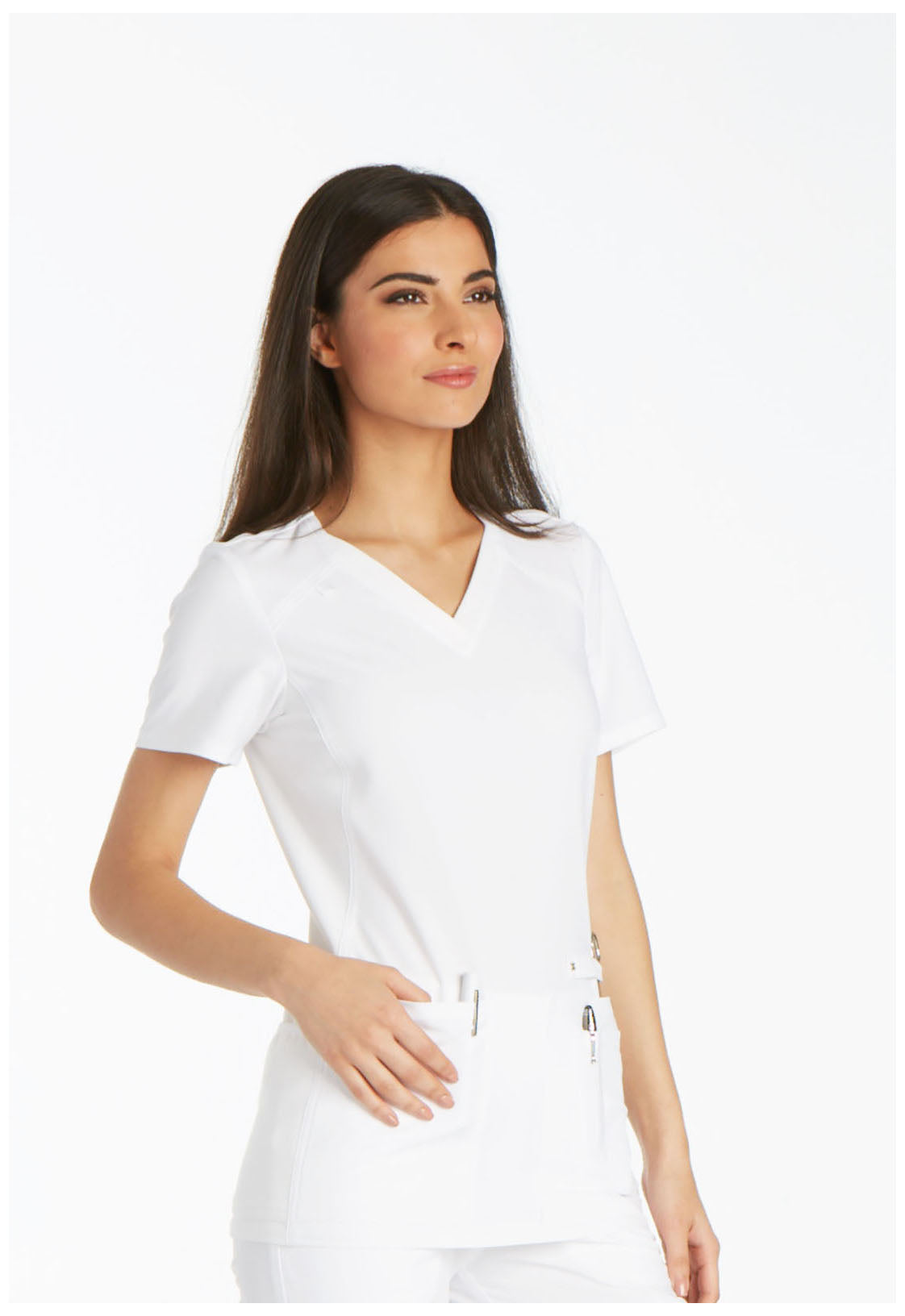 Cherokee iFlex V-Neck Top in White