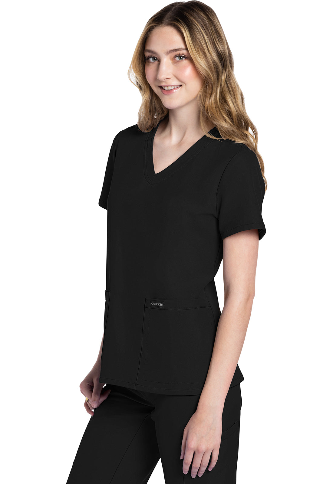 Cherokee WW Originals UltraV-Neck Top in Black