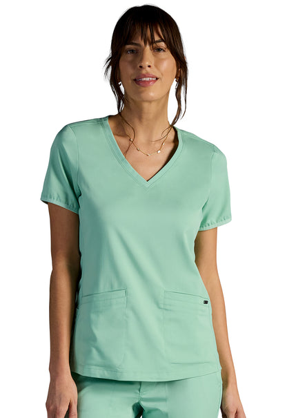 Vivian V-Neck Top in Desert Sage HH X DR KWANE