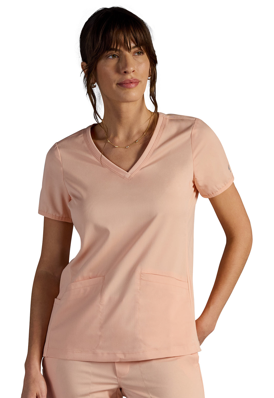 Vivian V-Neck Top in Peach Cloud