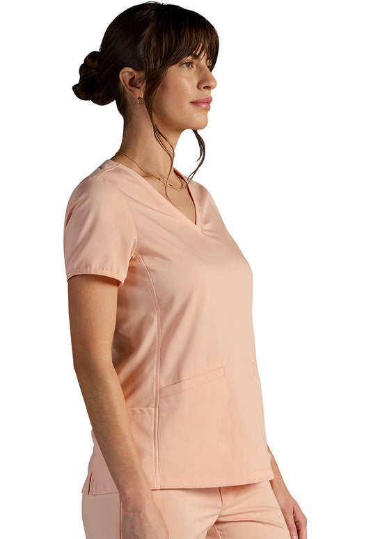 Vivian V-Neck Top in Peach Cloud