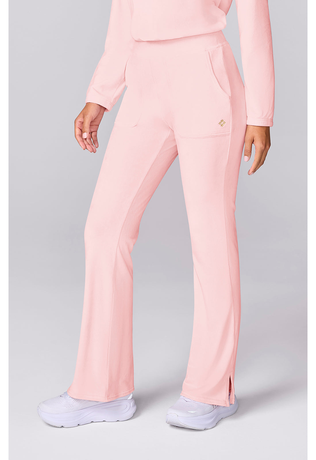 Med Couture MC Lifestyle Women's Velour Flare Leg Pant – Peppermint Pink