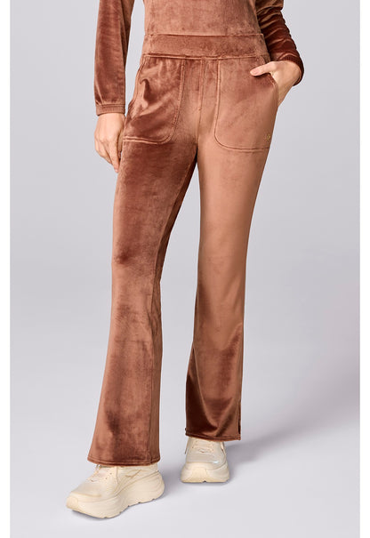 Med Couture Women's Velour Flare Leg Pant Hot Cocoa