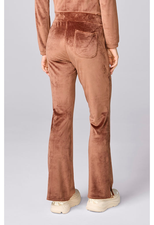 Med Couture Women's Velour Flare Leg Pant Hot Cocoa