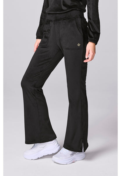 Med Couture Women's Velour Flare Leg Pant Black