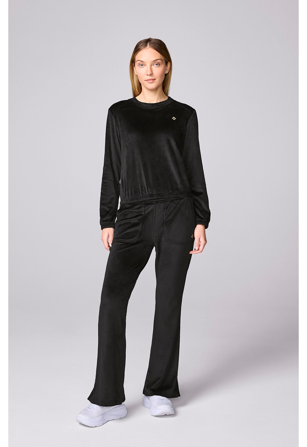 Med Couture Women's Velour Pullover Black
