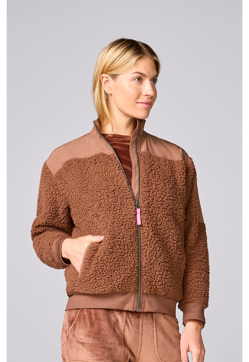 Med Couture MC Lifestyle Sherpa Jacket Hot Cocoa view 1