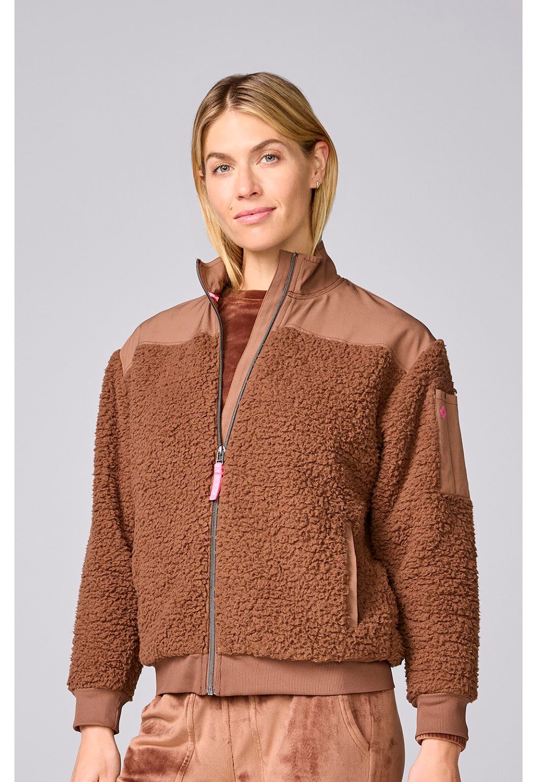 Med Couture MC Lifestyle Sherpa Jacket Hot Cocoa view 2