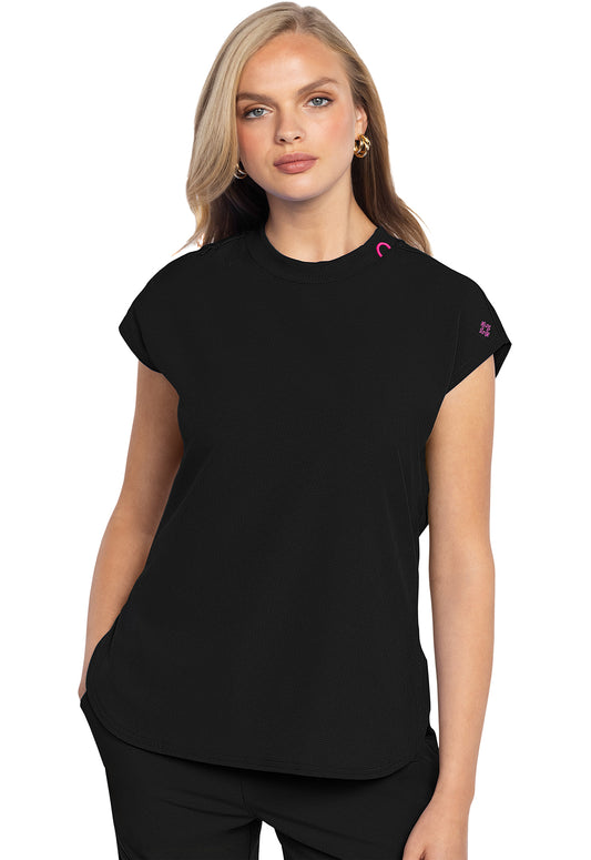 Round Neck Tuckable Top in Black MC AMP