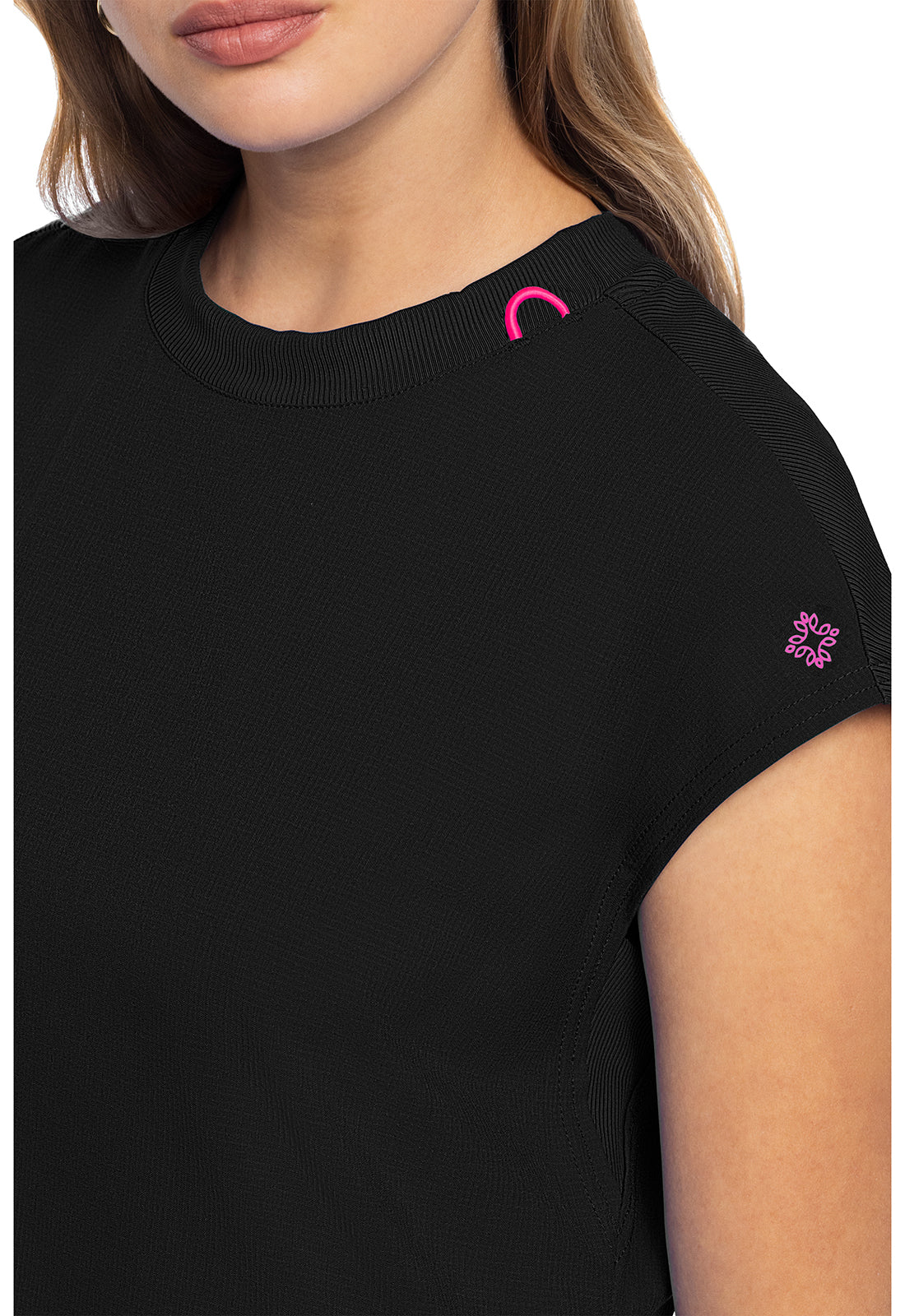 Round Neck Tuckable Top in Black MC AMP