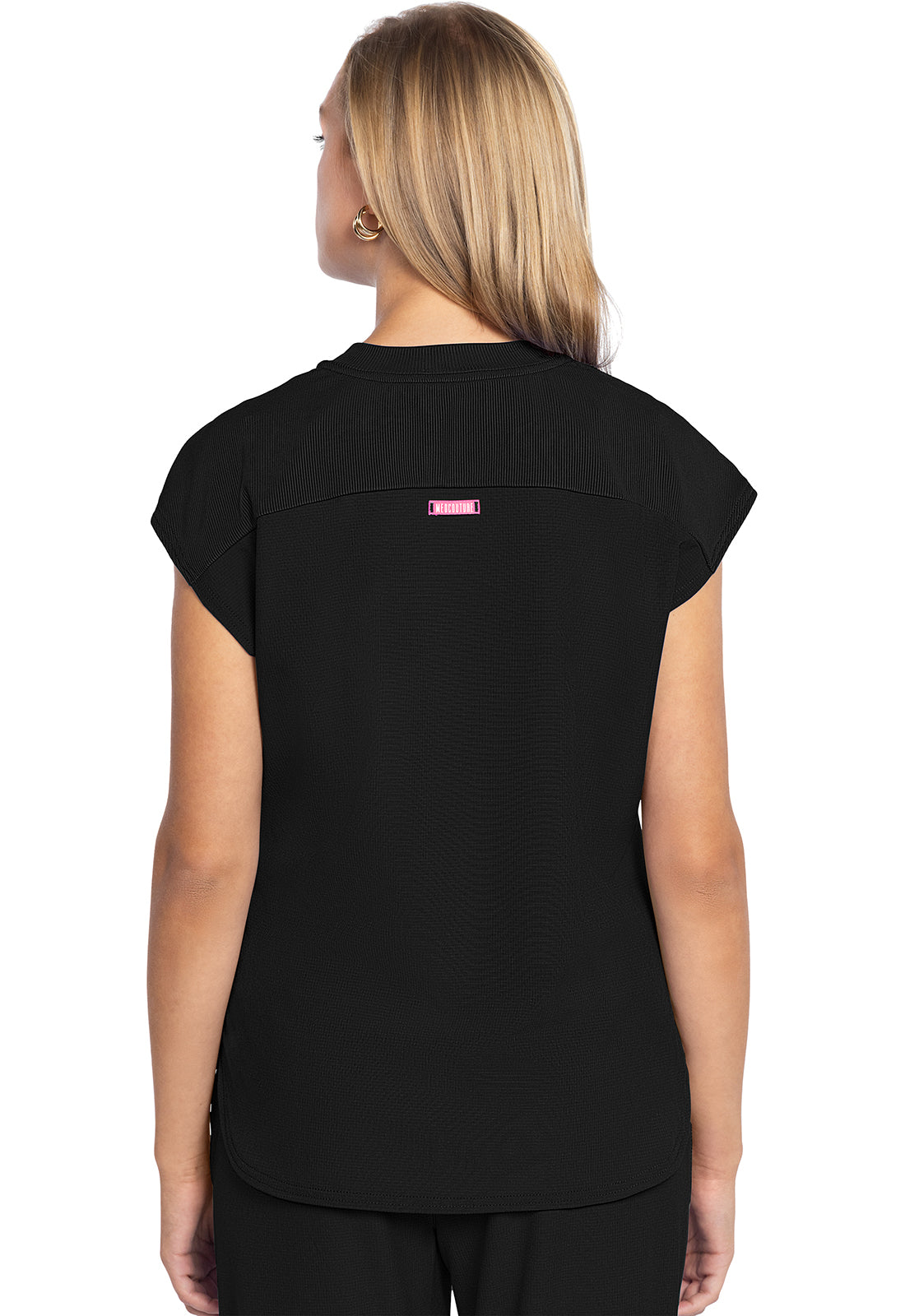 Round Neck Tuckable Top in Black MC AMP