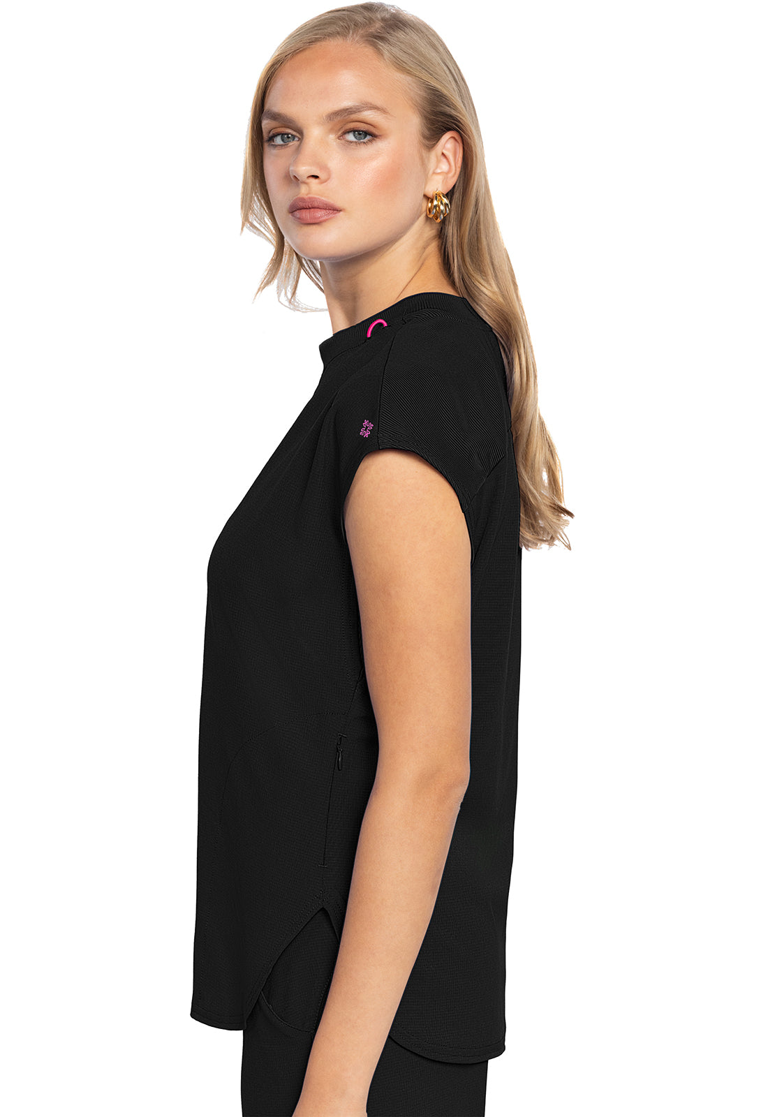 Round Neck Tuckable Top in Black MC AMP