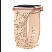 Floral Engraved Band for Apple Watch, suitable for sizes 42/44/45/49mm.