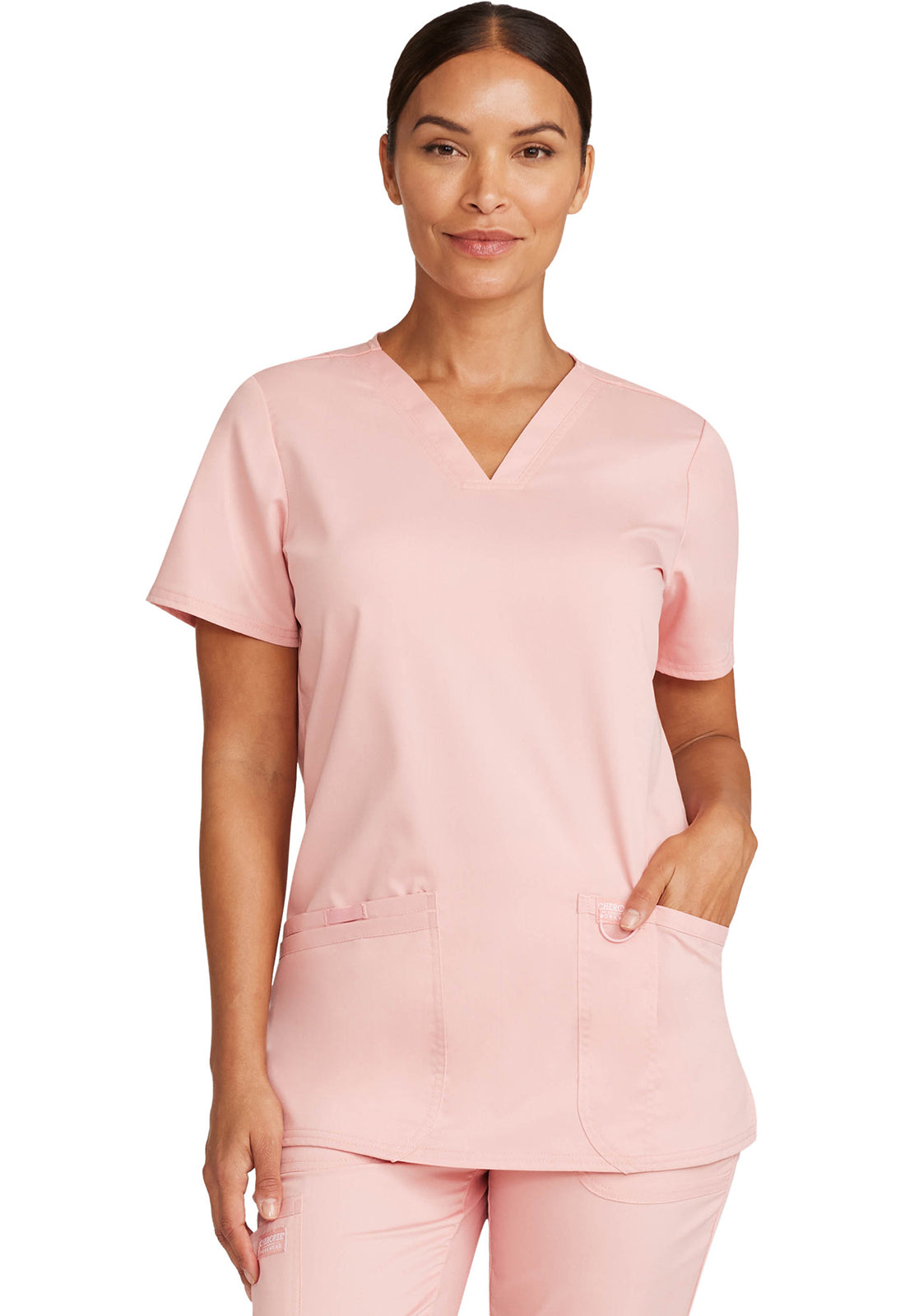 Cherokee WW Revolution V-Neck Top in Pink Essence