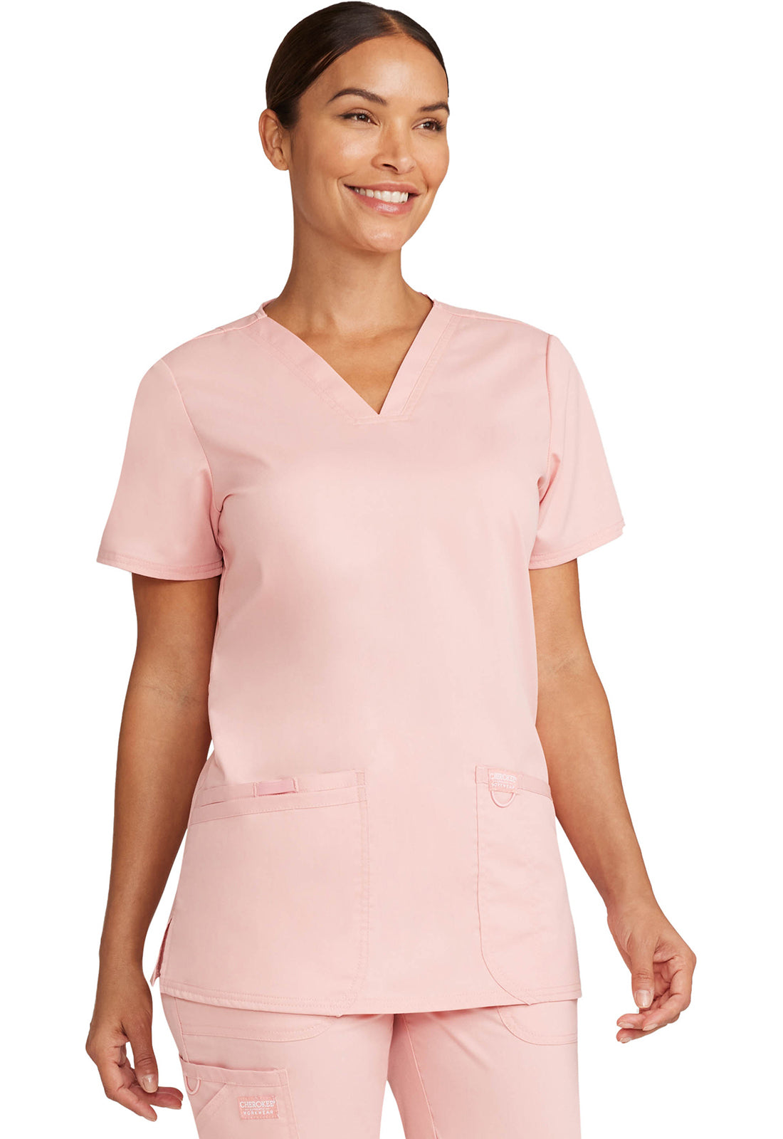 Cherokee WW Revolution V-Neck Top in Pink Essence